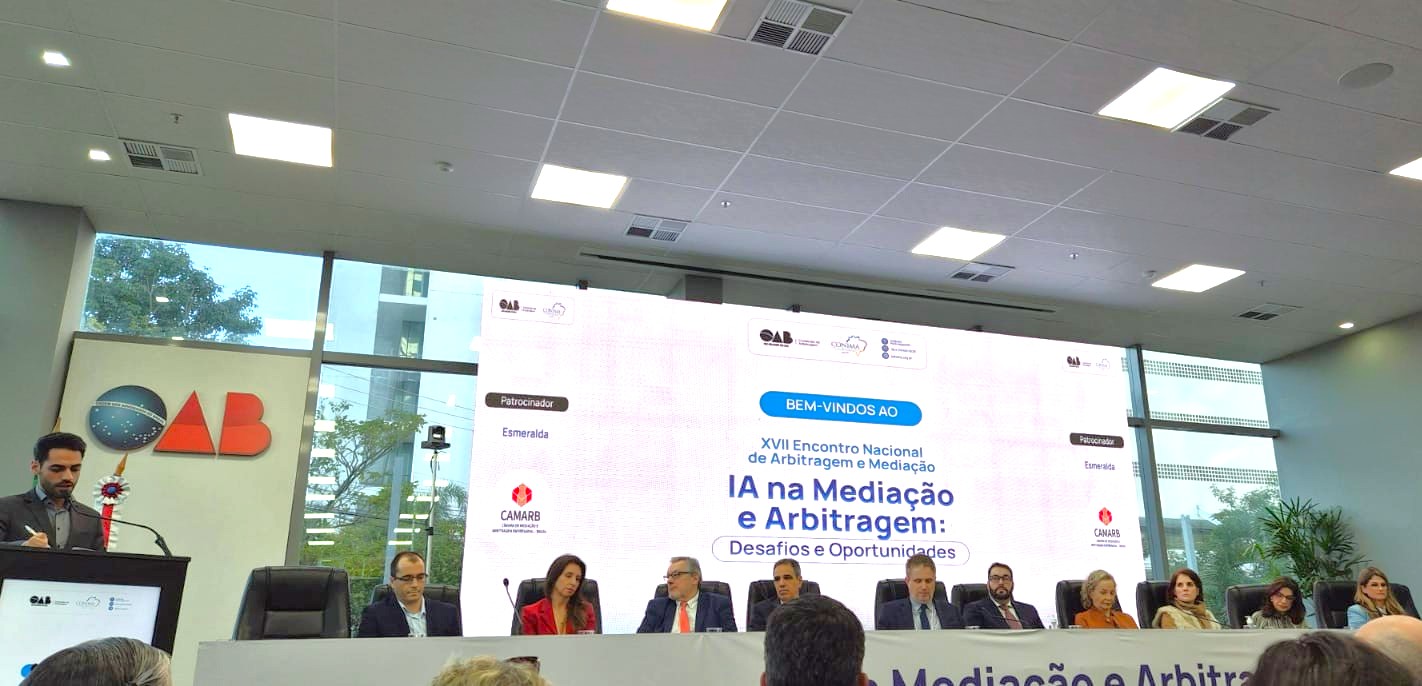 XVII encontro IMAs e Congresso de Mediação e Arbitragem do CONIMA, 28 e 29/05, em POA, onde o CRA RS foi um dos patrocinadores. Tema: inteligência artificial nos procedimentos de Mediação e Arbitragem.